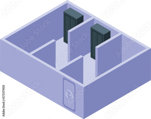 Bomb shelter room icon isometric vector. Nuclear bunker. City control