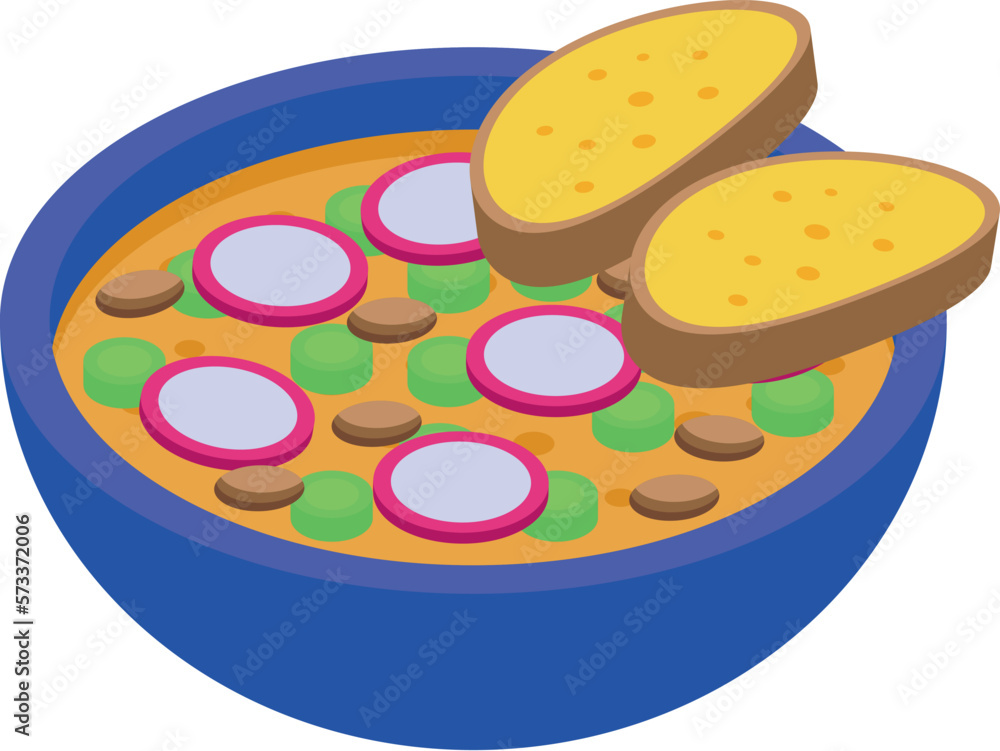 Vegetables soup icon isometric vector. Family reunion. Asian food Vegetables soup icon isometric vector. Family reunion. Asian food