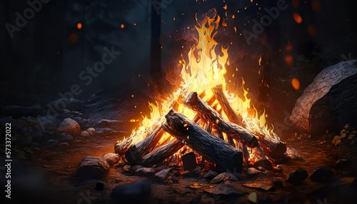 A close-up of a campfire