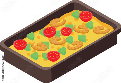 Shrimp food icon isometric vector. Family happy. China dish