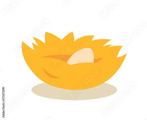 Nest with egg. Wildlife and animals, nature. Biology and fauna, farm and agriculture, countryside. Poster or banner. Natural and organic product. Cartoon flat vector illustration