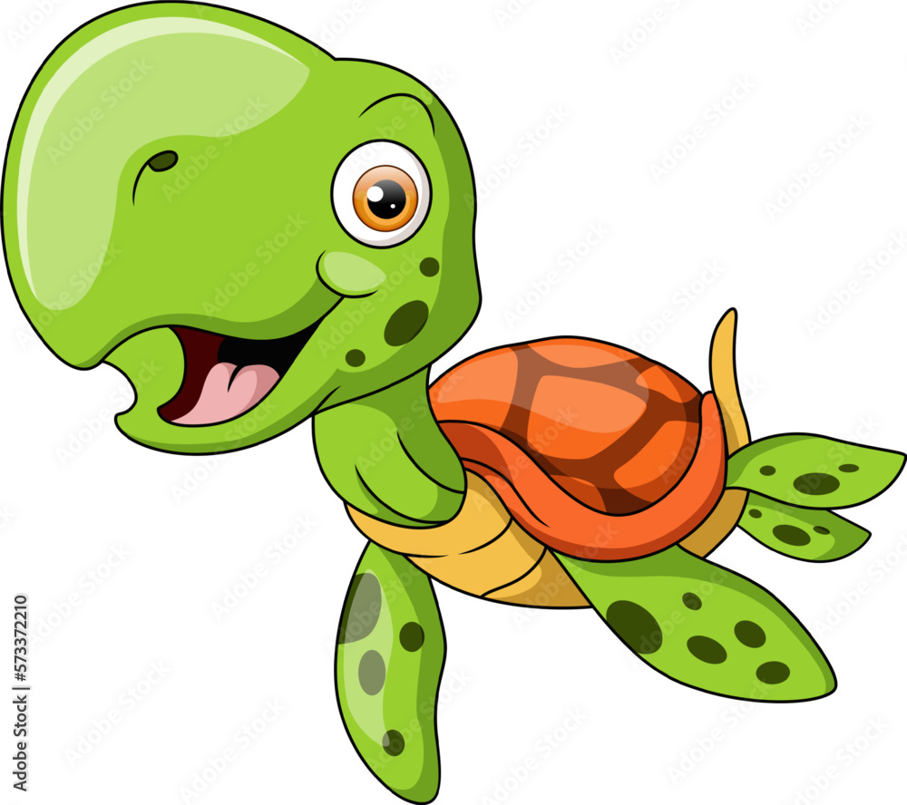 Naklejka premium Cute sea turtle cartoon on white background