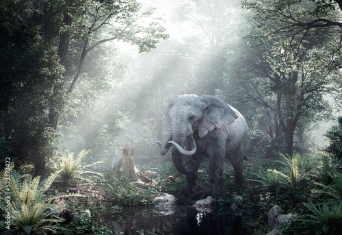 Photography elephant in the forest