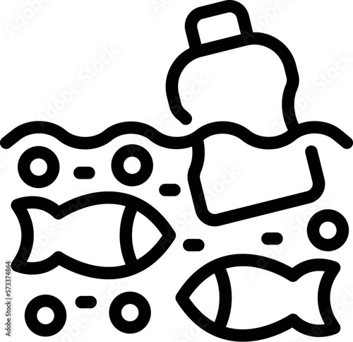 Wildlife microplastics pollution icon outline vector. Ocean plastic. River trash