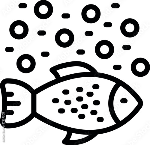 Fish microplastics pollution icon outline vector. Water plastic. Ocean plastic