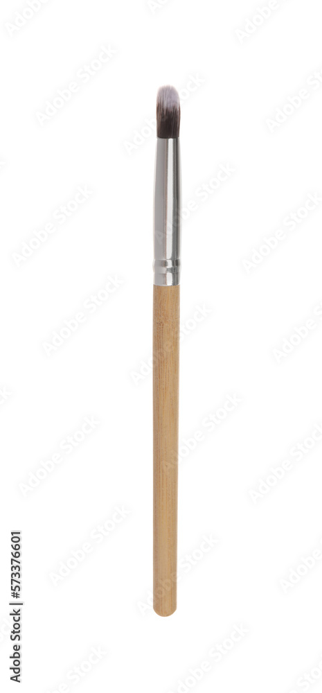 Makeup brush with wooden handle isolated on white Makeup brush with wooden handle isolated on white