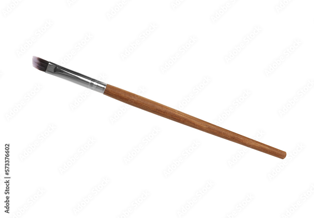Makeup brush with wooden handle isolated on white Makeup brush with wooden handle isolated on white