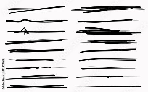 scribble hand line set, Underline markers collection. Vector illustration of scribble lines isolated on white background.