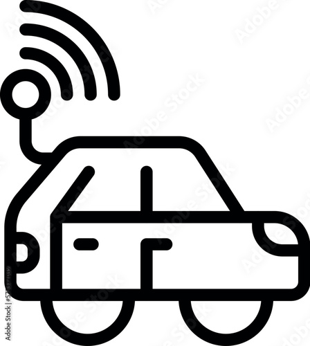 Small car radio control icon outline vector. Toy model. Digital child