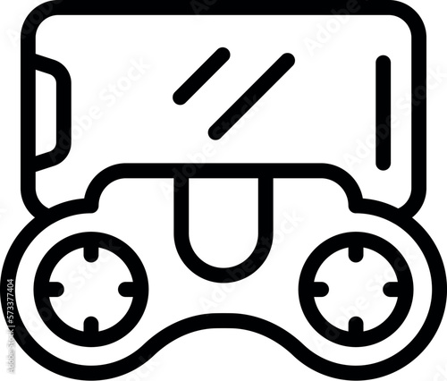Radio control with phone icon outline vector. Car helicopter. Antenna tank