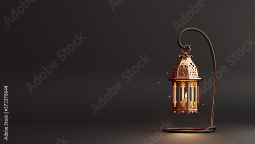 Ramadan lantern with stars and particles as luxury islamic background. © ahmadalfant