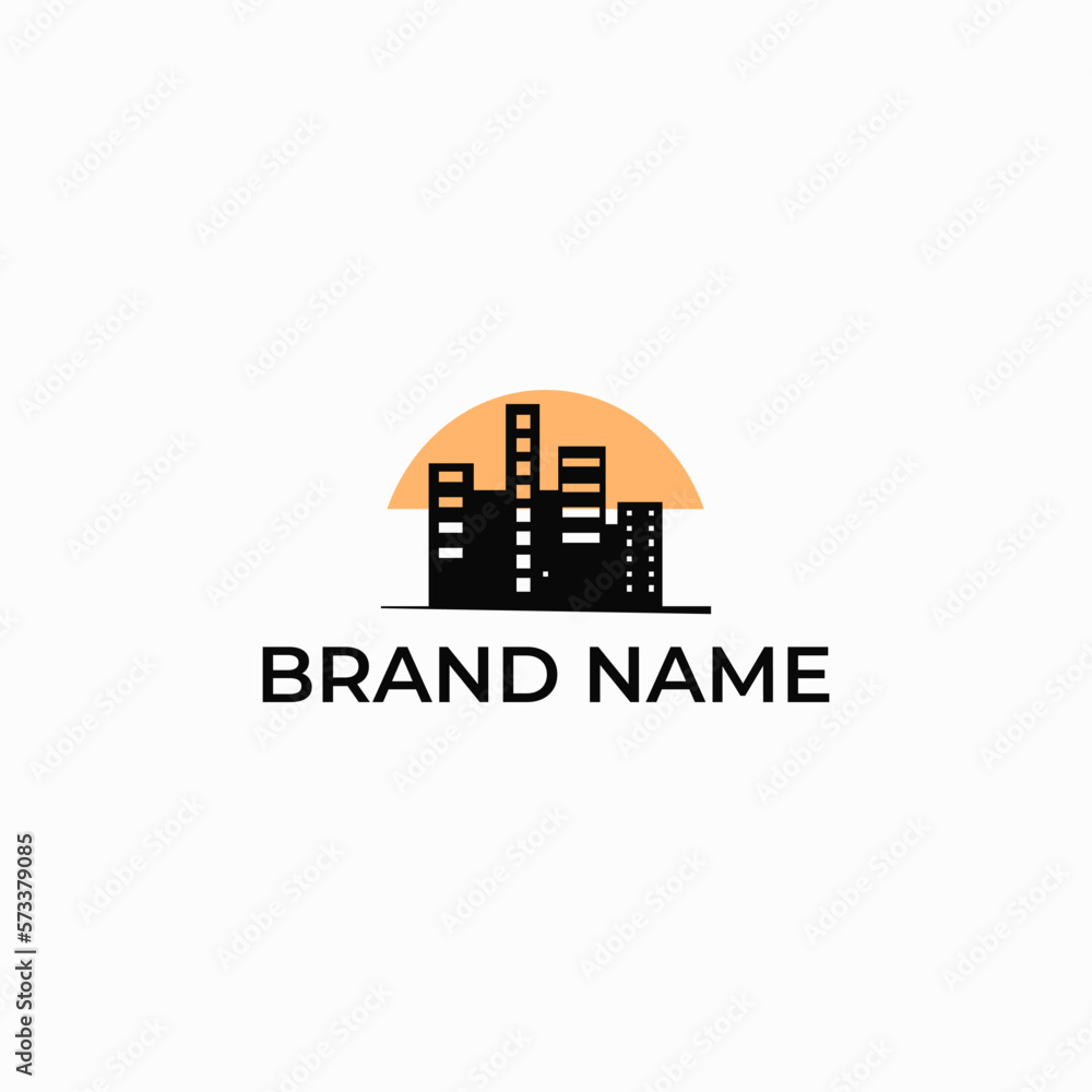 ILLUSTRATION ABSTRACT BUILDING SKYSCRAPER CITY SILHOUETTE LOGO ICON DESIGN VECTOR MODERN FOR YOUR BRAND 