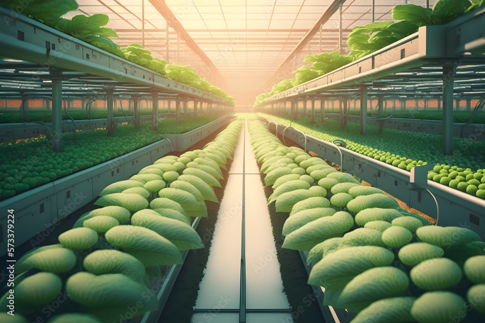 Obraz premium hydroponic farming created using AI Generative Technology