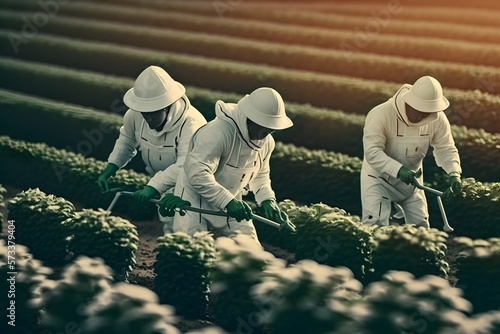 workers in farm created using AI Generative Technology
