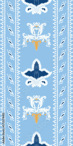 African Ikat paisley embroidery. Ikat seamless pattern tribal cross Geometric Traditional ethnic oriental design for the background. Folk, Indian, Scandinavian, Gypsy, saree Borneo Fabric border Ikkat