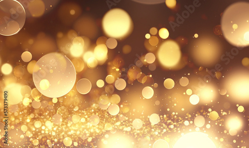 シャンパンゴールドのキラキラとした背景。光の粒が美しい背景。Generative AI 