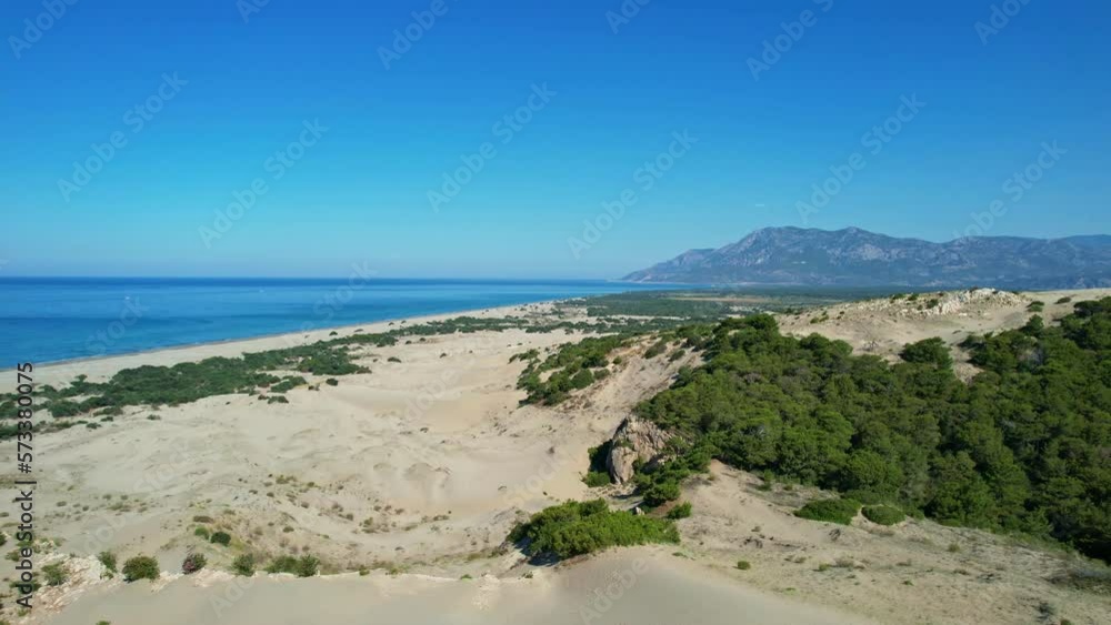 Aerial shot of sand dunes at famous Patara beach in Turkey Aerial shot of sand dunes at famous Patara beach in Turkey