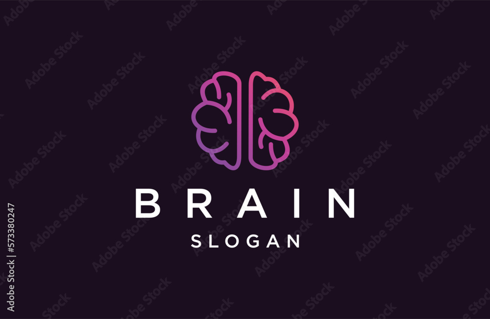 Modern brain monoline art logo vector icon . Modern brain monoline art logo vector icon .