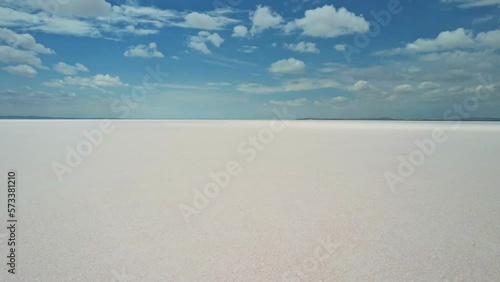 Aerial shot of Tuz lake salt flats in Turkey on a summer sunny day photo