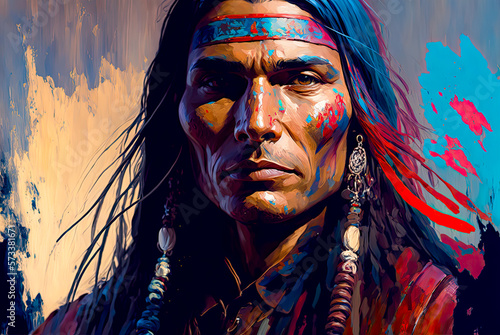 Apache portrait, Old West. Generative AI photo