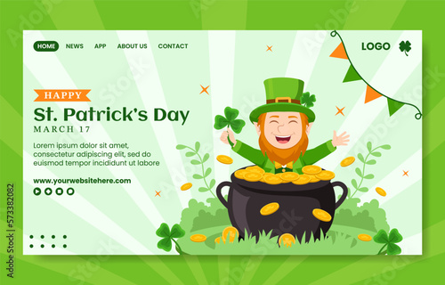 Happy St Patricks Day Social Media Landing Page Flat Cartoon Hand Drawn Templates Illustration