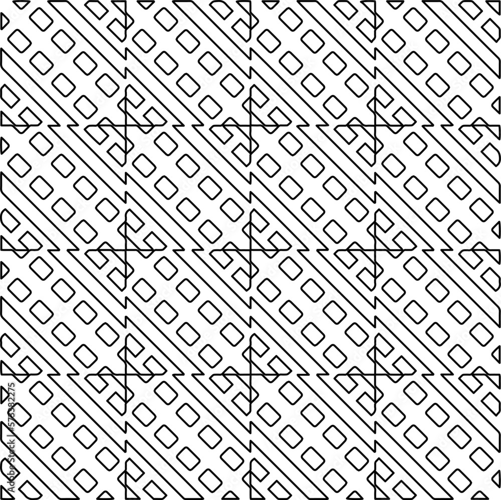 Monochrome ornamental texture with smooth linear shapes, zigzag lines, lace pattern.Abstract geometric black and white pattern for web page, textures, card, poster, fabric, textile. Monochrome ornamental texture with smooth linear shapes, zigzag lines, lace pattern.Abstract geometric black and white pattern for web page, textures, card, poster, fabric, textile.