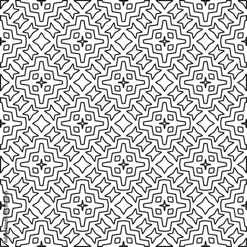 Wallpaper Mural  Monochrome ornamental texture with smooth linear shapes, zigzag lines, lace pattern.Abstract geometric black and white pattern for web page, textures, card, poster, fabric, textile. Torontodigital.ca