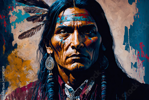 Navajo portrait, Old West. Generative AI