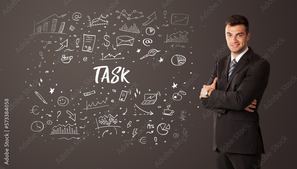 Businessman thinking with educational inscription Businessman thinking with educational inscription