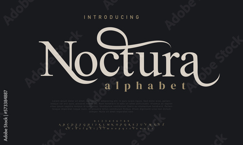Noctura luxury elegant typography. Urban typeface for music, fashion, logo branding, vector