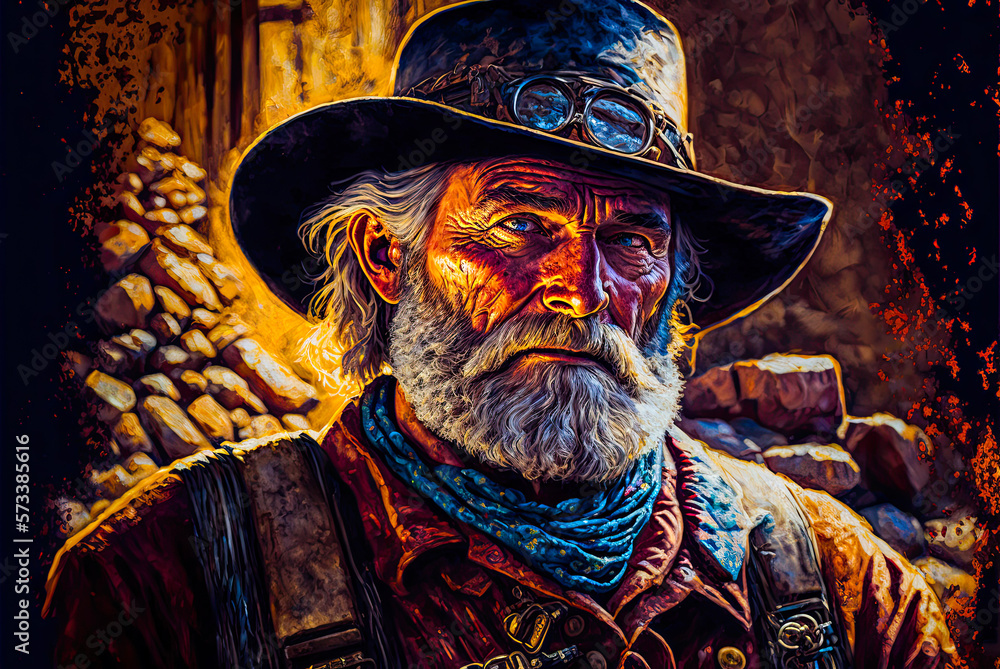 Miner portrait, Old West. Generative AI