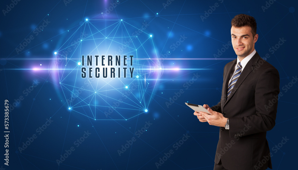 businessman thinking about security concept businessman thinking about security concept
