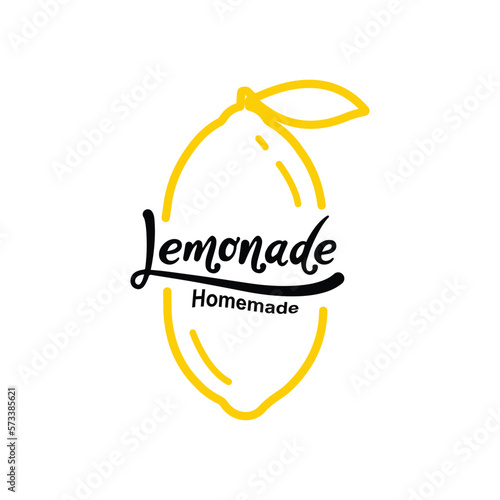 Outline lemon and lemonade lettering logo design vector
