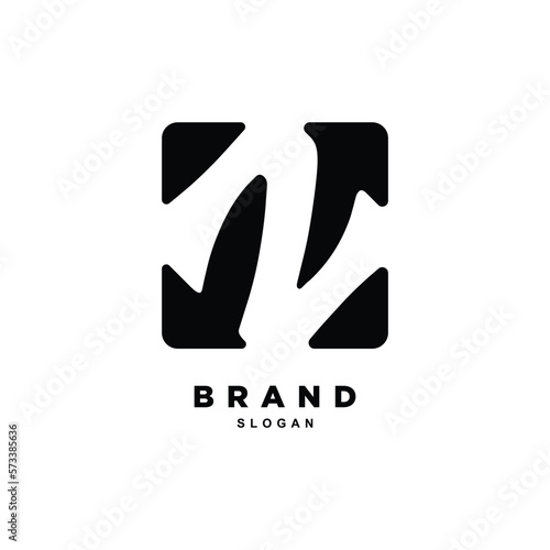 negative space letter N or Z logo design for your brand or business