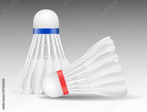 realistic white shuttlecock isolated on white background - 3d illustration
