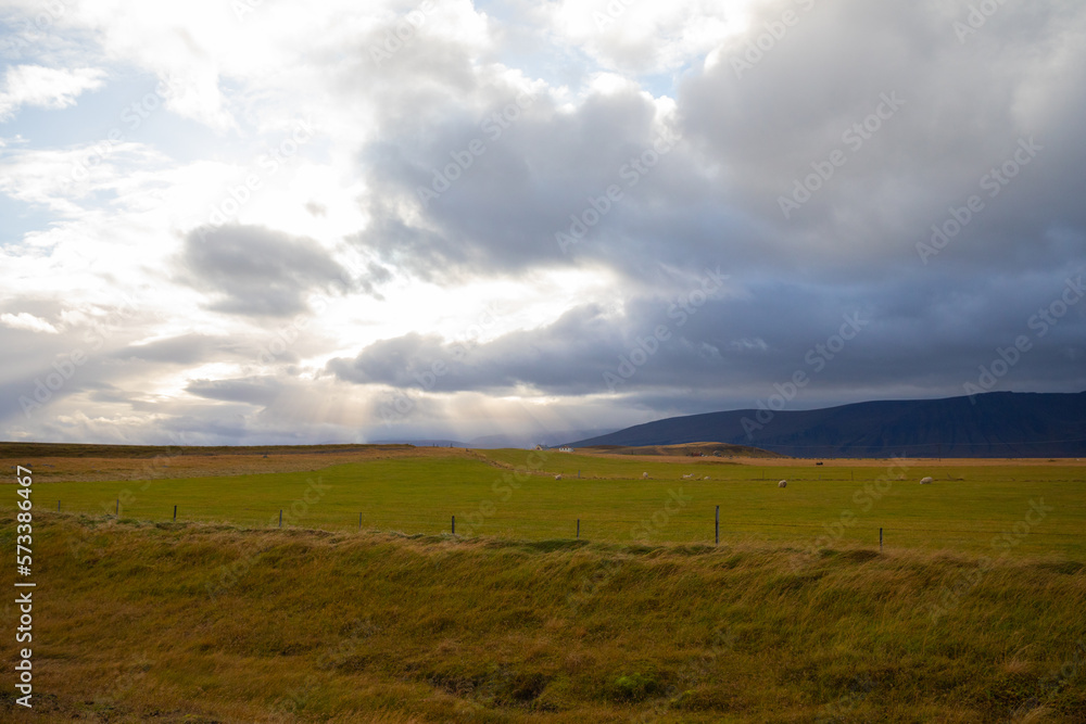 Iceland. clouds over the fields