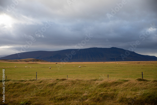 Iceland. landscape with mountains and clouds