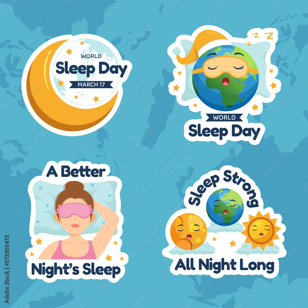 Happy Sleep Day Label Flat Cartoon Hand Drawn Templates Background Illustration