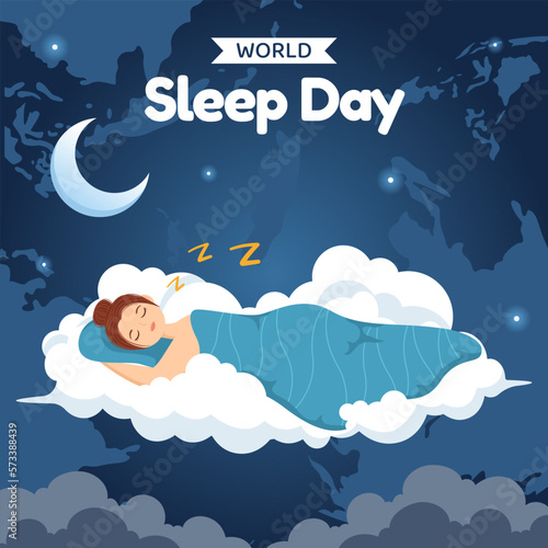 Happy Sleep Day Social Media Background Illustration Flat Cartoon Hand Drawn Templates