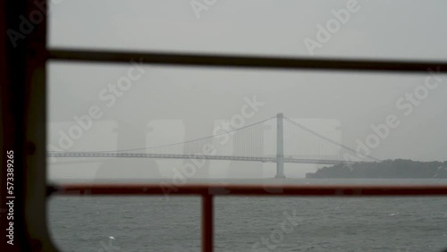 View of Brooklyn Bridge from Staten Island Ferry, New York City