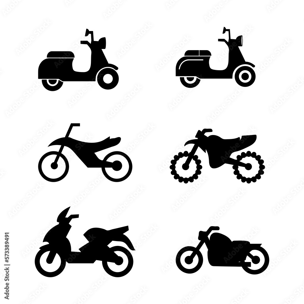 Obraz premium Motorcycles icon set. Scooter illustration on white background..eps