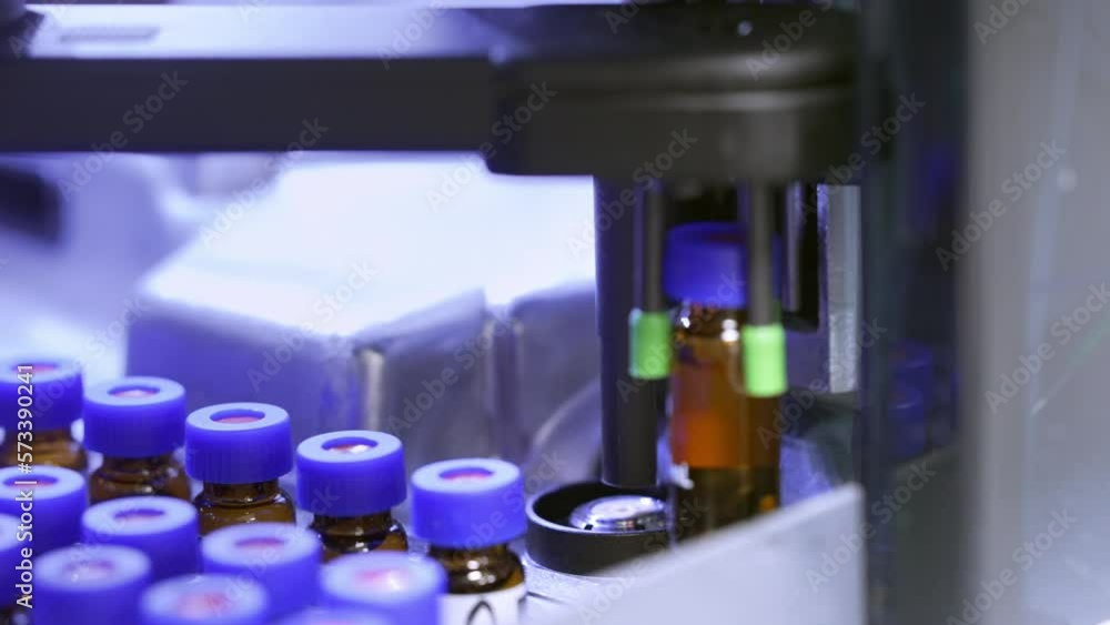 close-up of injection liquid in cosmetic packaging industry close-up of injection liquid in cosmetic packaging industry