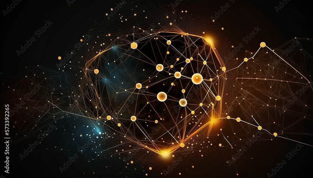 Abstract background dot and connected line for cyber technology. Technology Network Background. Generative AI. Abstract background dot and connected line for cyber technology. Technology Network Background. Generative AI.