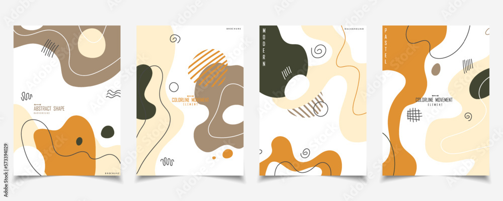 Abstract set of free shape hand drawing template design. Overllaping with organic collor template design background.