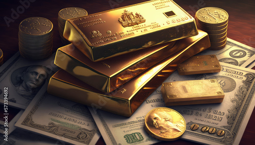 A lavish and opulent display of gold and money - a stunning background wallpaper