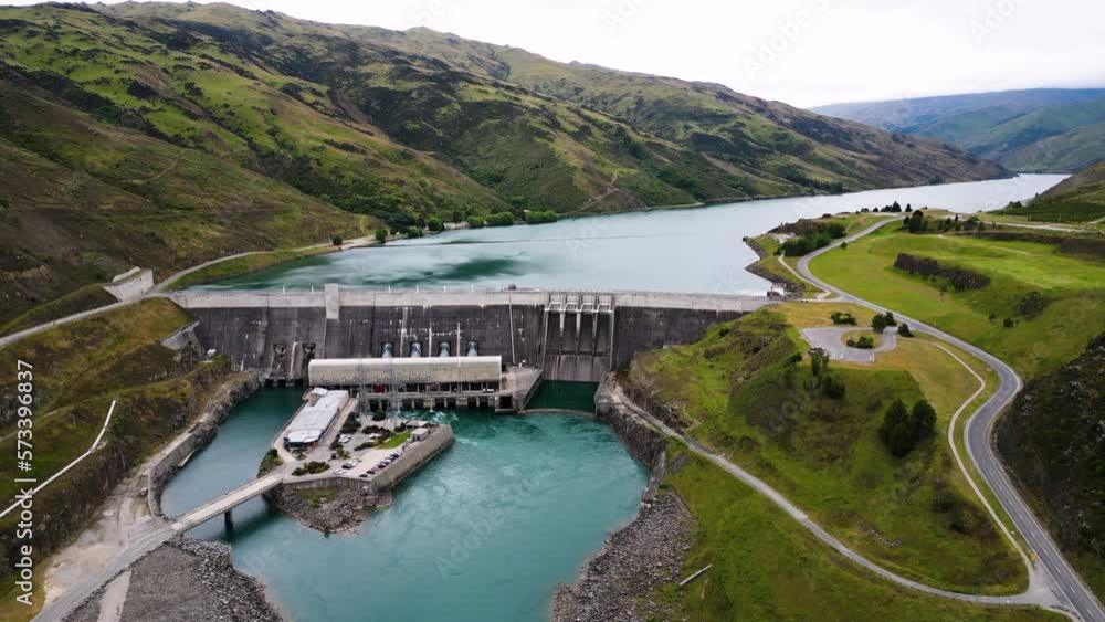 Aerial View Of Clyde Dam On The Clutha River, Mata-Au In Clyde, Otago, New Zealand. Aerial View Of Clyde Dam On The Clutha River, Mata-Au In Clyde, Otago, New Zealand.