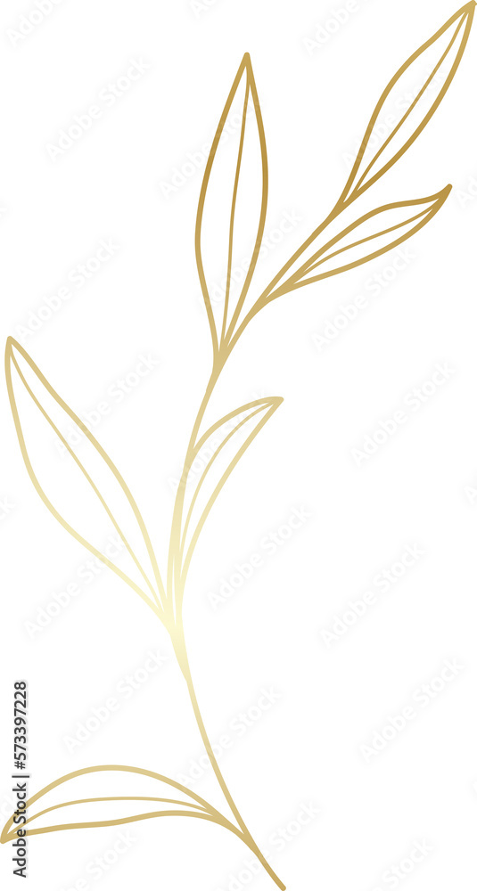 Wedding leaf branch gold line art Wedding leaf branch gold line art