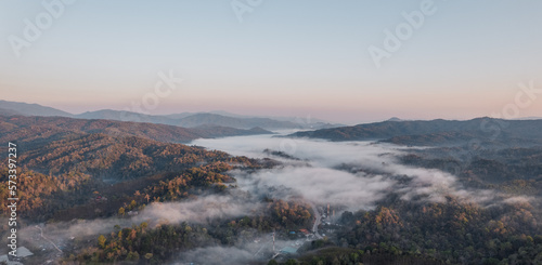 Mountain range in the summer morning