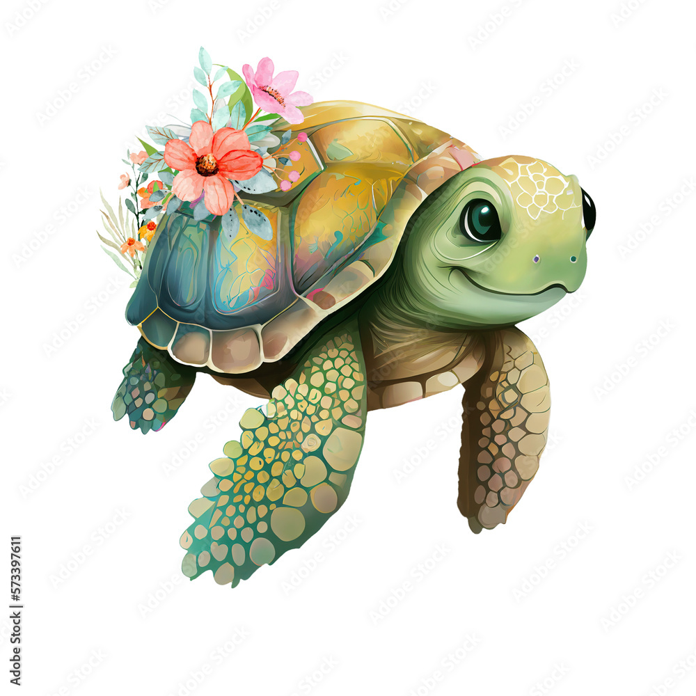 Cute Sea Turtle Pastel Color Watercolor Clipart, Sea Turtle with ...