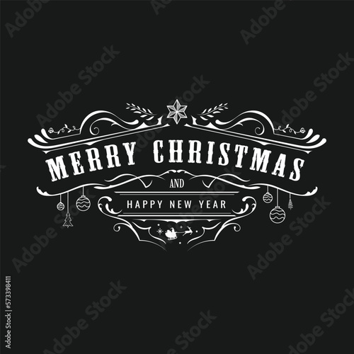 Vintage merry christmas badge design vector